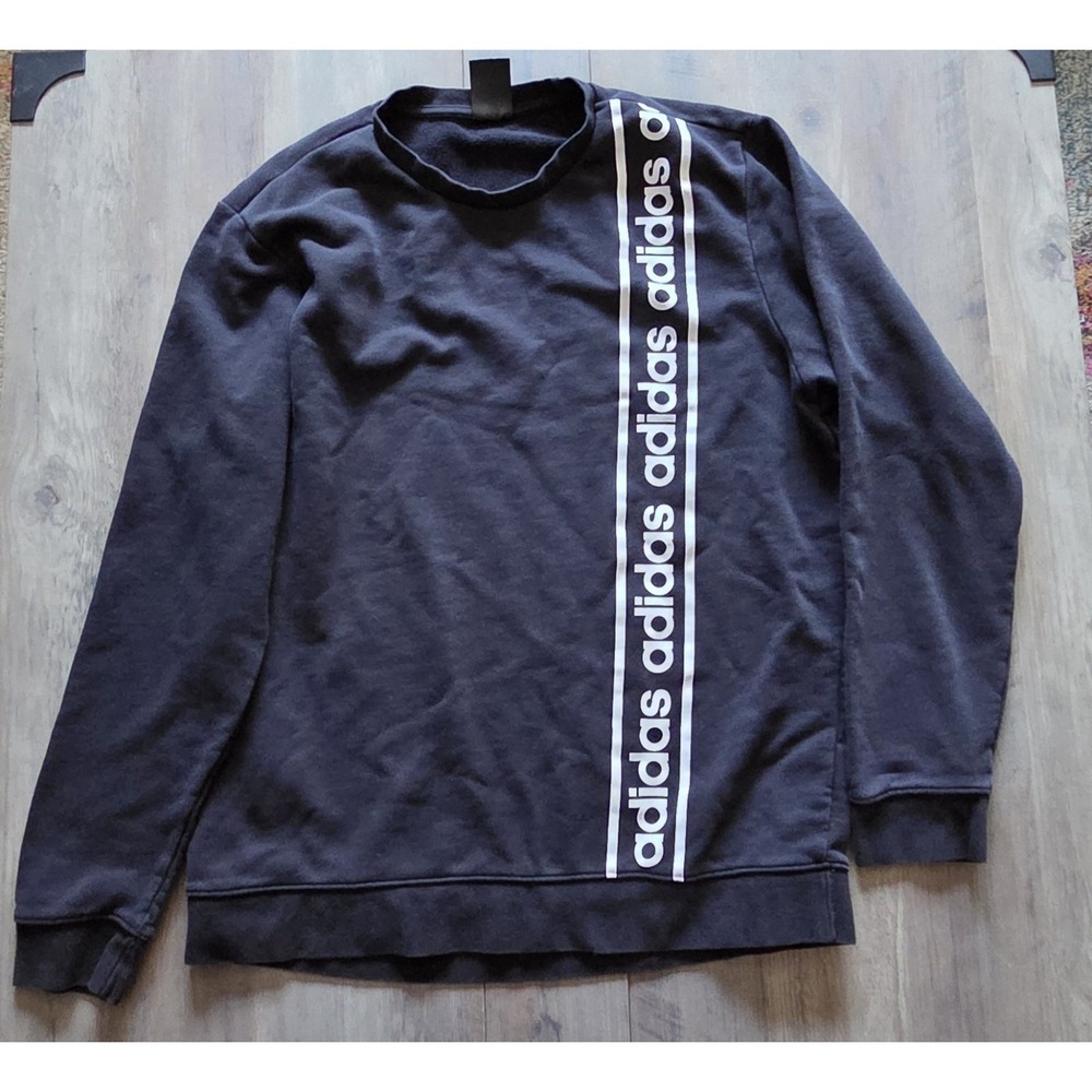 Adidas Black Logo Pullover Sweatshirt Men XL